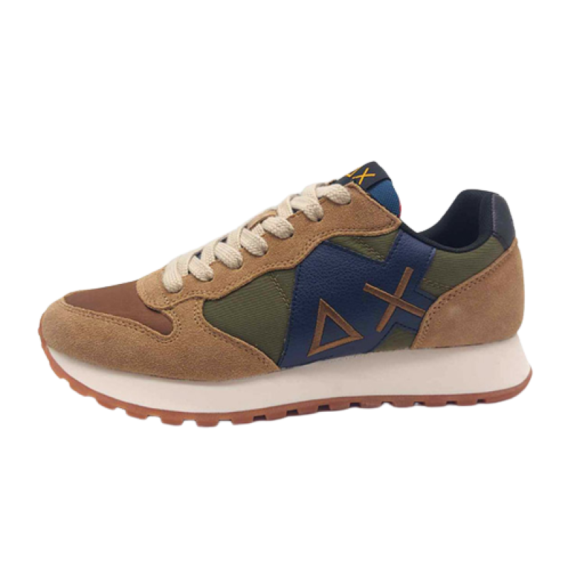 Sneaker Uomo SUN68 in tessuto nylon e camoscio - JAKI BICOLOR Z43114 MILITARE SCURO/BEIGE SCURO