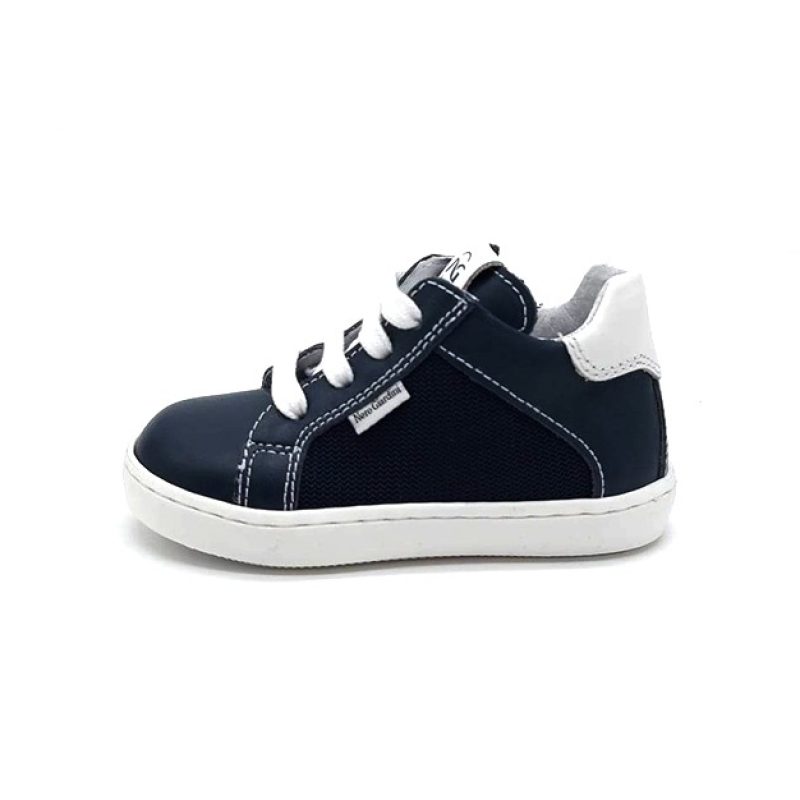 Sneaker Bimbo NERO GIARDINI KIDS in pelle e tessuto intrecciato - E324910M/207 BLU