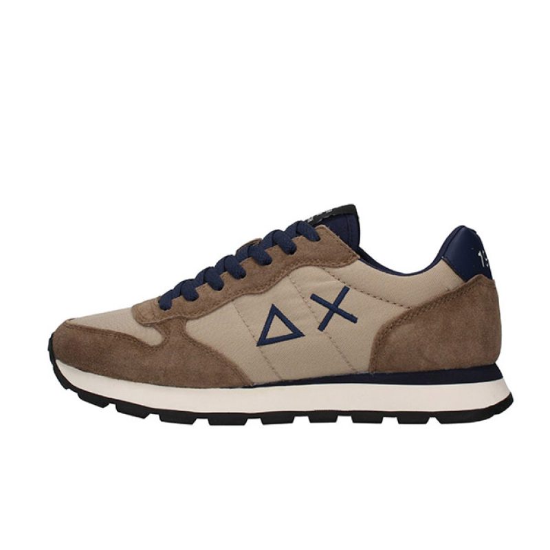 Sneaker Uomo SUN68 in tessuto e camoscio - TOM SOLID NYLON Z42101 BEIGE SCURO