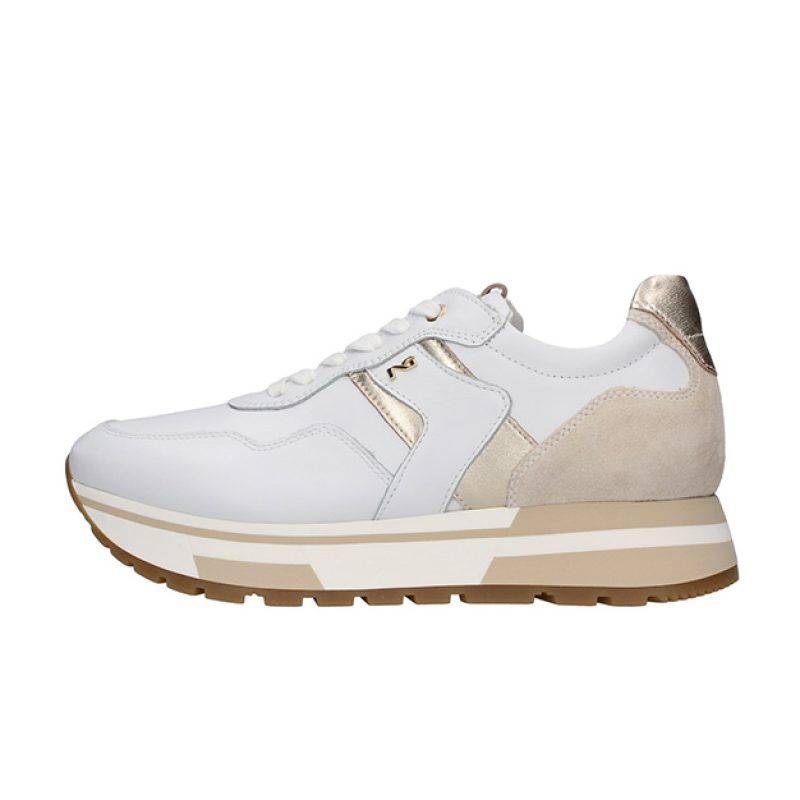 Sneaker Donna NERO GIARDINI in pelle e camoscio - E218070D/707 BIANCO