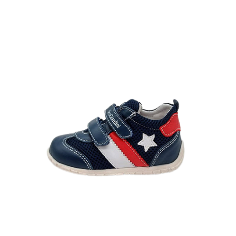 Sneaker Bimbo NERO GIARDINI BABY in pelle e tela - E224672M/207 BLU