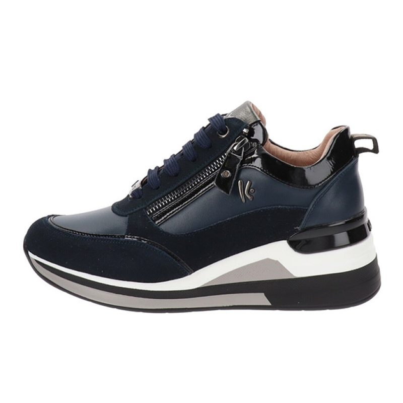 Sneaker Donna KEYS in pelle e camoscio - K-8326 BLEUBLACK