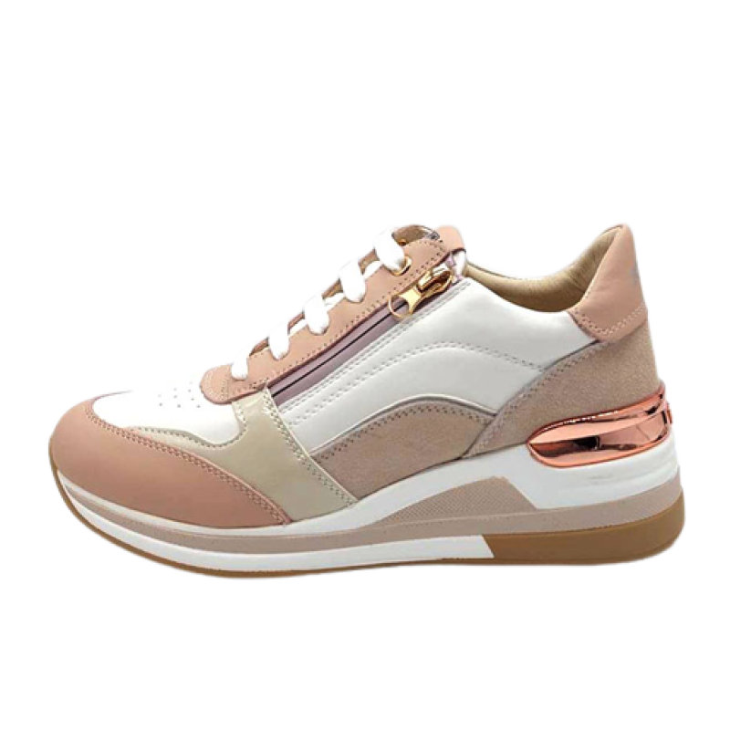 Sneaker Donna KEYS in pelle - K-7625 WHITE/PINK/CREAM