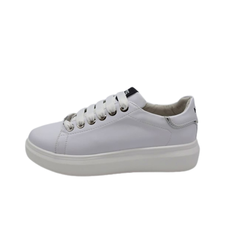 Sneaker Donna KEYS in pelle ed ecopelle - K-6004 BLACK/WHITE/SILVER