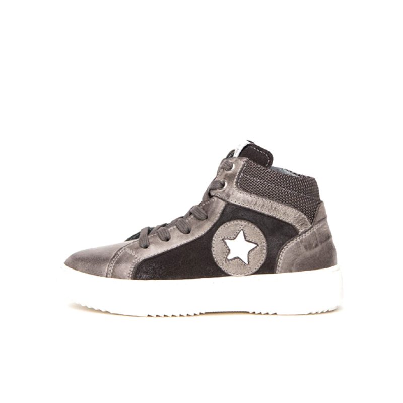 Sneaker alta Bambino Teens Nero Giardini in pelle e camoscio - I033905M/104