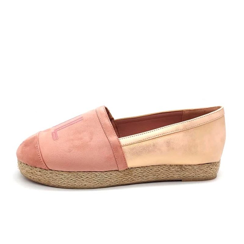 Slip On Donna LANCETTI in ecopelle scamosciata e satinata - LT104SD NUDE