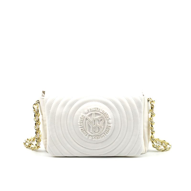 Tracolla media trapuntata Donna YNOT? in ecopelle - ROU-002S2 WHITE