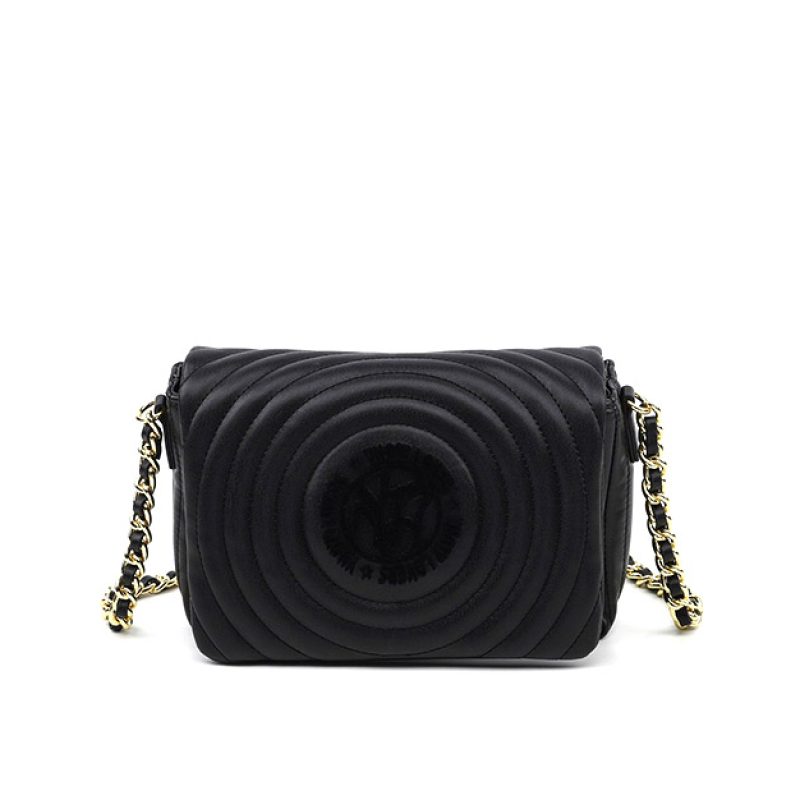 Tracolla media trapuntata Donna YNOT? in ecopelle - ROU-002S2 BLACK