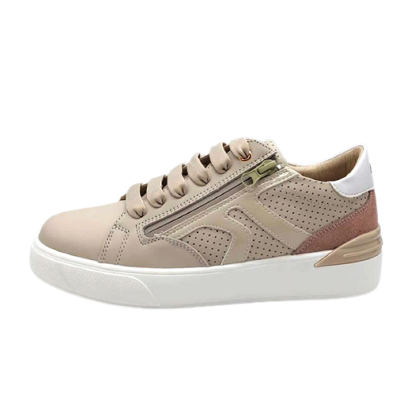 Sneaker Donna KEYS in pelle - K-7724 BEIGE/CREAM/WHITE