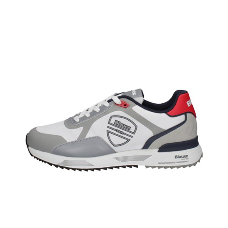 Sneaker Uomo BLAUER in tessuto nylon e pelle - S3HOXIE01/RIP WHITE/RED/NAVY