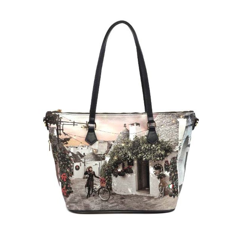 Shopping small Donna YNOT? in goffrato - YES-396F3 TRULLI XMAS