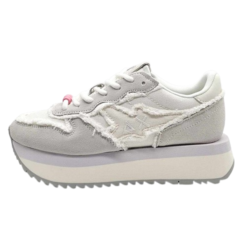 Sneaker Donna SUN68 in tessuto e camoscio - BIG STARGIRL CANVAS Z35216 BIANCO PANNA
