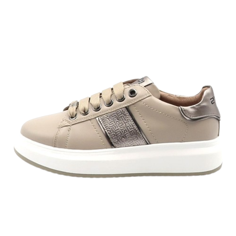 Sneaker Donna KEYS in pelle ed ecopelle - K-9801 CORDA/TAUPE/CANNA DI FUCILE