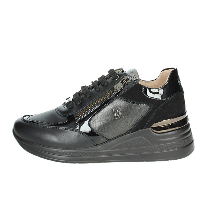 Sneaker Donna KEYS in pelle - K-9814 NERO