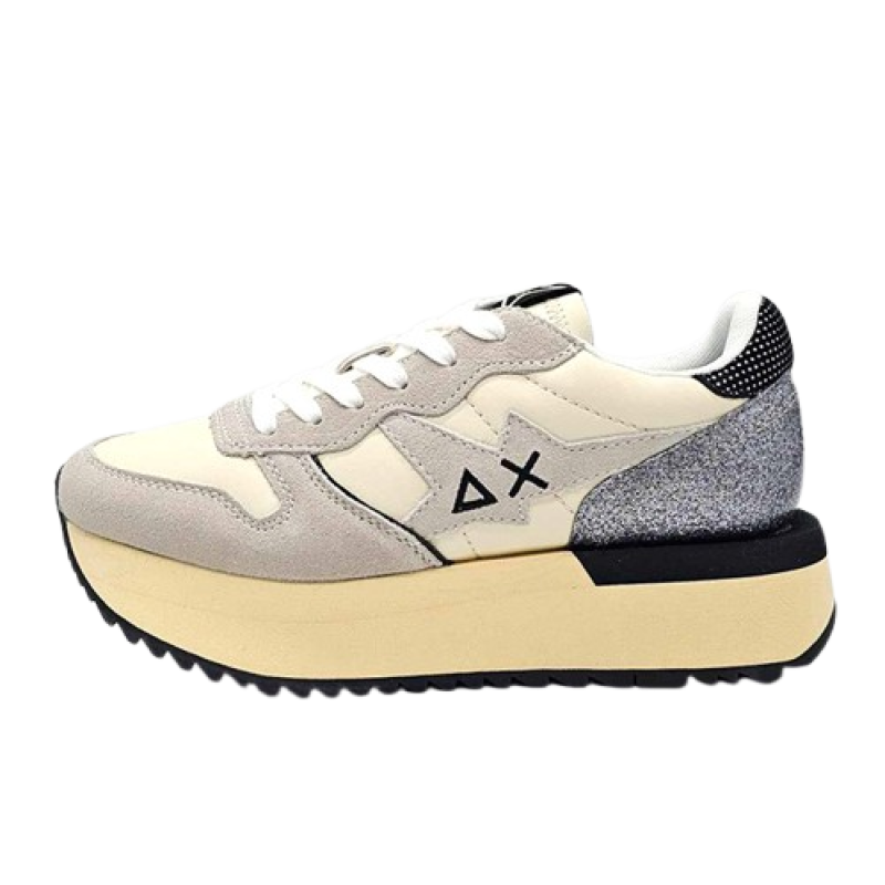 Sneaker Donna SUN68 in ecopelle e camoscio - BIG STARGIRL BAG SILVER Z44219 BIANCO